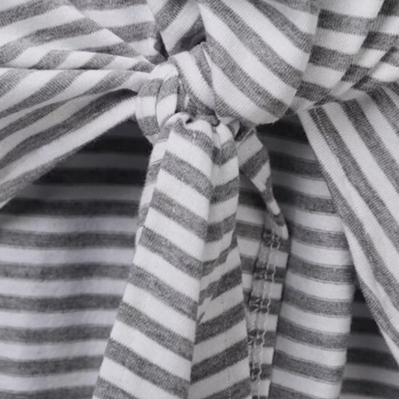 LAST 1! Leopard and striped top blouse tee shirt tie front bottom - Picture 3 of 4